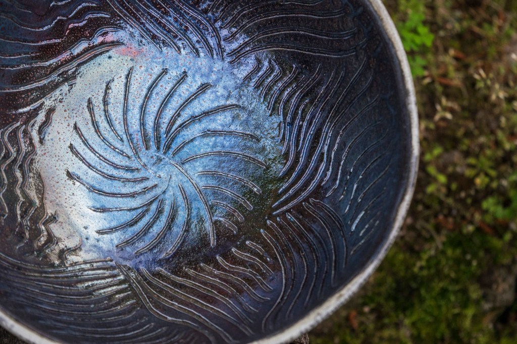 Cobalt raku bowl